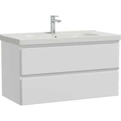 Тумба подвесная Sanstar Arista 100 с раковиной Гармония 100 (комплект) для ванной комнаты, белая 181.1-1.5.1.К