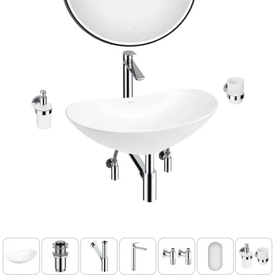 Акционный набор Wellsee 7 в Carefree Dove накладная раковина 60x36 см 20218379R