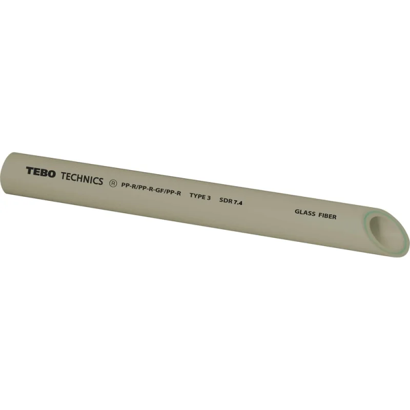 Труба TEBO PPR 32x4,4мм SDR7, 4 армированная стекловолокном, 4м, серый 031010504