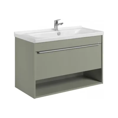 Тумба AQUATON Хоуп 100 с раковиной Миранда 100, 1 ящик, цвет Хаки 1A2874V0HP9D0