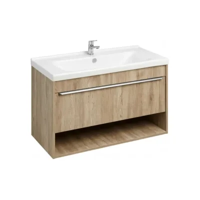 Тумба AQUATON Хоуп 100 с раковиной Миранда 100, 1 ящик, цвет Орех 1A2874V0HP6C0