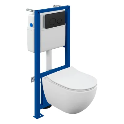 Комплект Cersanit BRASKO SMART CO DPL EO slim инсталляция LINK PRO кнопка TWINS пластик черный матовый 68268