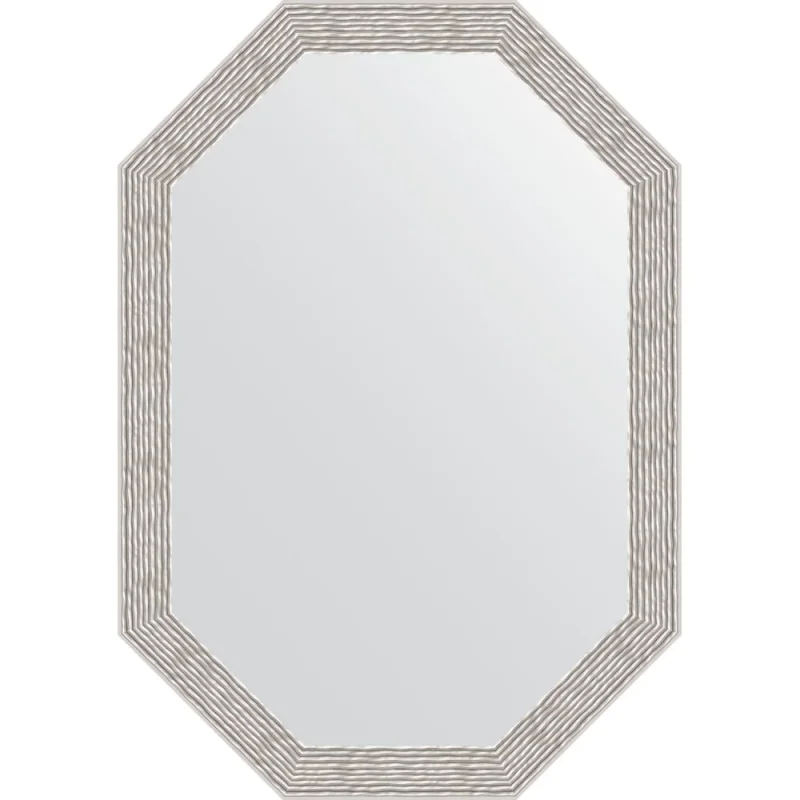 Зеркало EVOFORM в багетной раме - волна алюминий 46 mm (48x68 cm) 7009
