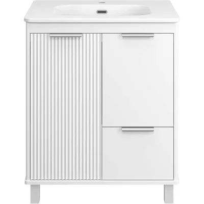 Тумба напольная Brevita RISACCA White - 70, 2 дверцы, 1 ящик, матовая эмаль + раковина УТ000027937