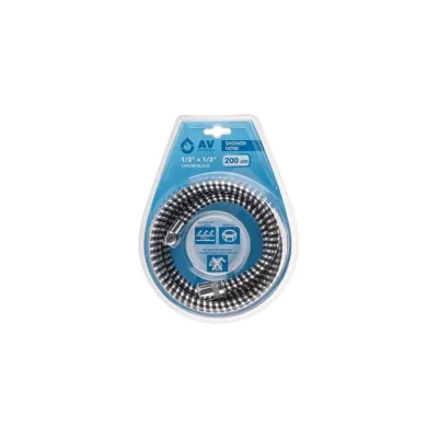 Шланг душевой AV Engineering, PVC, 1/2 г-г, 200 см, хром-черн. AVSSS-109
