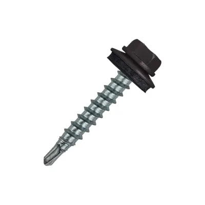 Кровельный саморез Rizzel 4,8x70 RAL 8019, сверло №1, 100 шт. 00000335979
