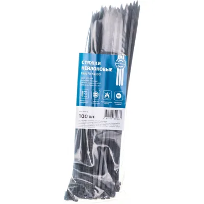 Нейлоновые стяжки FORTISFLEX НСС EasyFix 5x300 черный, 100 шт. 84818
