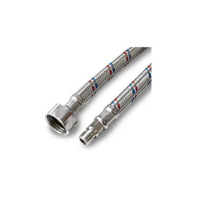 Подводка для смесителя Damento с нержавеющим оплетением, в ПВХ оболочке, 1/2", М10, 100 см, короткая 003853