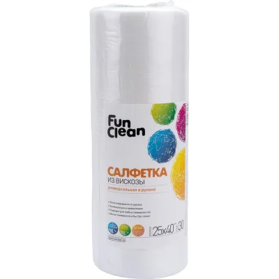 Сухая салфетка из вискозы Fun Clean универсальная, 25х40 см, 30 шт. в рулоне 6759