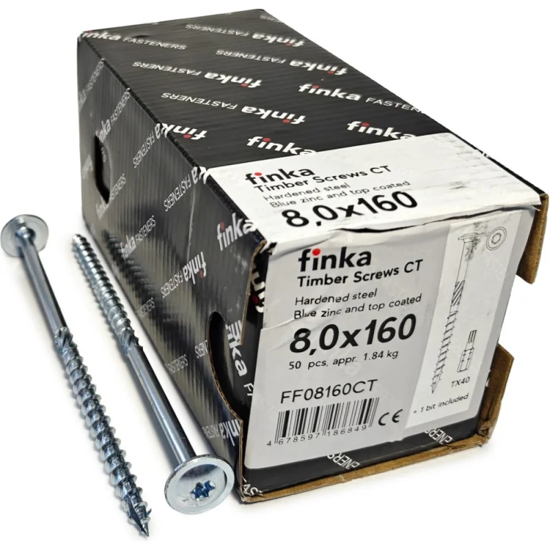 Π¨ΡΡΡΠΏΡ ΠΊΠΎΠ½ΡΡΡΡΠΊΡΠΈΠΎΠ½Π½ΡΠ΅ Finka Timber Screws CT 8,0x160 TX40 (ΠΠΎΠ»ΡΠ±ΠΎΠΉ ΡΠΈΠ½ΠΊ, ΡΠ°ΡΠ΅Π»ΠΊΠ°, 50ΡΡ) FF08160CT