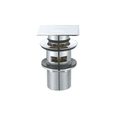 Донный клапан BELBAGNO с системой Клик-клак с переливом, с квадратной крышкой BB-PCU-07-CRM