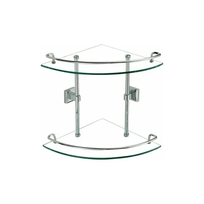 Угловая стеклянная полка Savol двойная, хром S-095322 23164