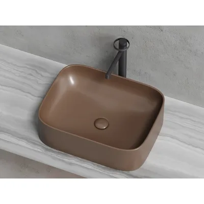 Накладная чаша умывальник Ceramicanova Element прямоугольная (цвет темно-коричневый матовый) 505_380_150мм CN6052MDB