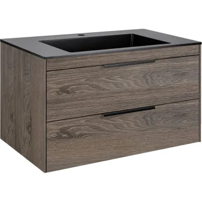 База под раковину VINCEA Chiara 2D 800 подвесная, 2 выкатных ящика soft-close, R.Oak. VMC-2C2800RO