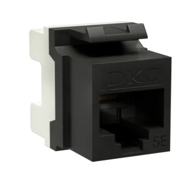 Переходник неэкранированный DKC Keystone 180 градусов RJ45 CAT5е UTP черный (12 шт.) (RNK5EU180BK)