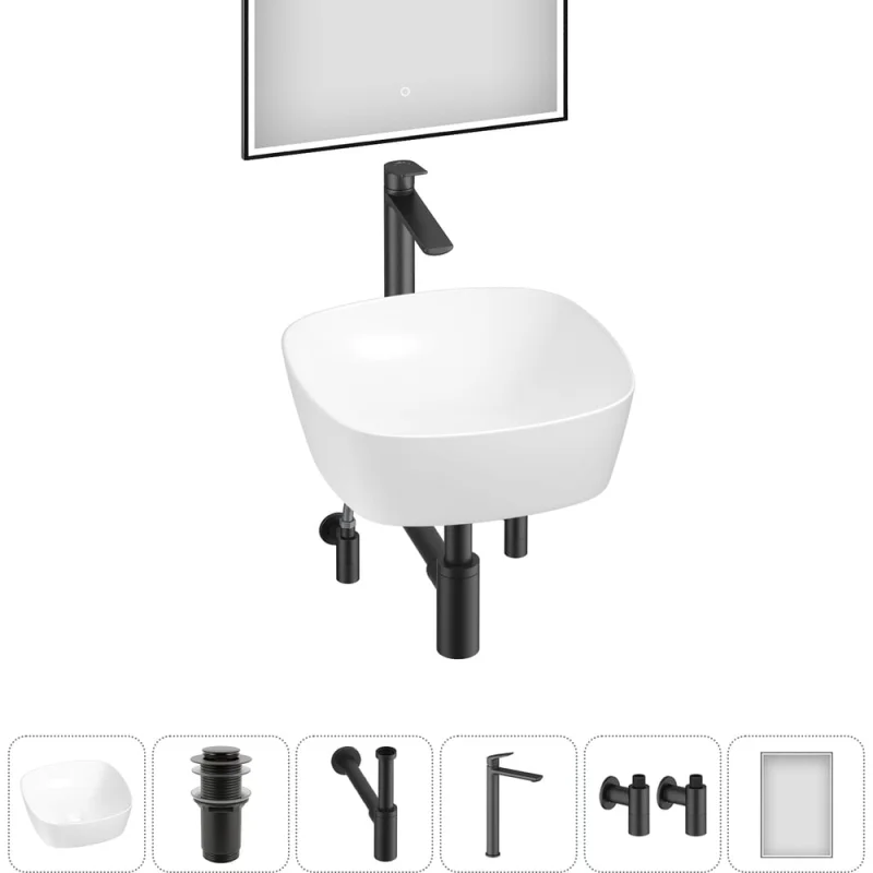 Набор Wellsee 6 в 1 Ground Breaking накладная раковина 40x40 см 20218586R