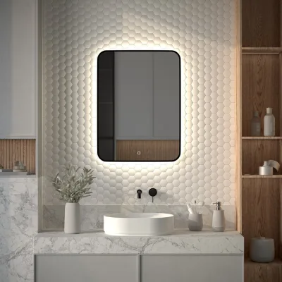 Зеркало с окантовкой и LED-подсветкой DEFESTO 25W, 60x80 см, Сенсорный выключатель, Нейтральный белый свет AURA DF 2967S