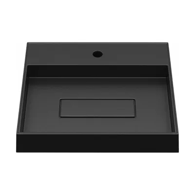 Накладная раковина для ванной uperwood Tanos Quartz_50 см, кварцевая, прямоугольная, с декоративной накладкой, космос 291030050
