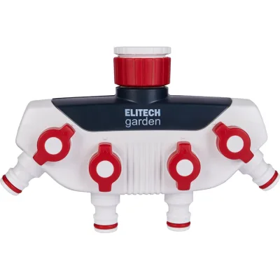 Распределитель потоков 4-х канальный с переходником 3/4"-1" HF 002 Garden Elitech 206026