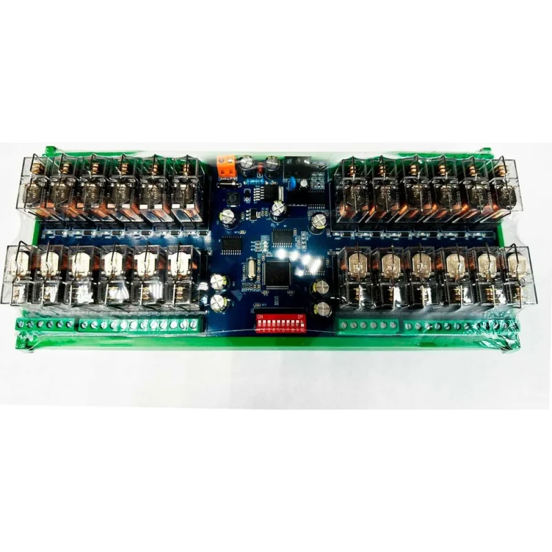 Релейный модуль FOSHAN QINGJUN ELECTRONICS 24 канала, управление по RS485 протокол Modbus-RTU 24-Channel RS485 Relay Module