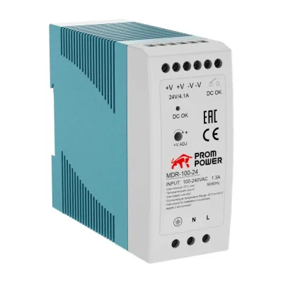 Источник питания Prompower mdr-100-24, на выходе 24 В DC, 4.1 а, 100 Вт. входное 85-264 В AC (120-370 В DC) MDR10024