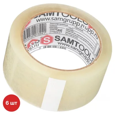 Скотч прозрачный SAMGRUPP 50 мм х 50 м 6 шт SAMC-075050050-6