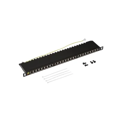 Патч-панель LANMASTER STP, 19, 24 порта RJ-45, категория 5e, 0.5U, компактная, LAN-PPC24S5E