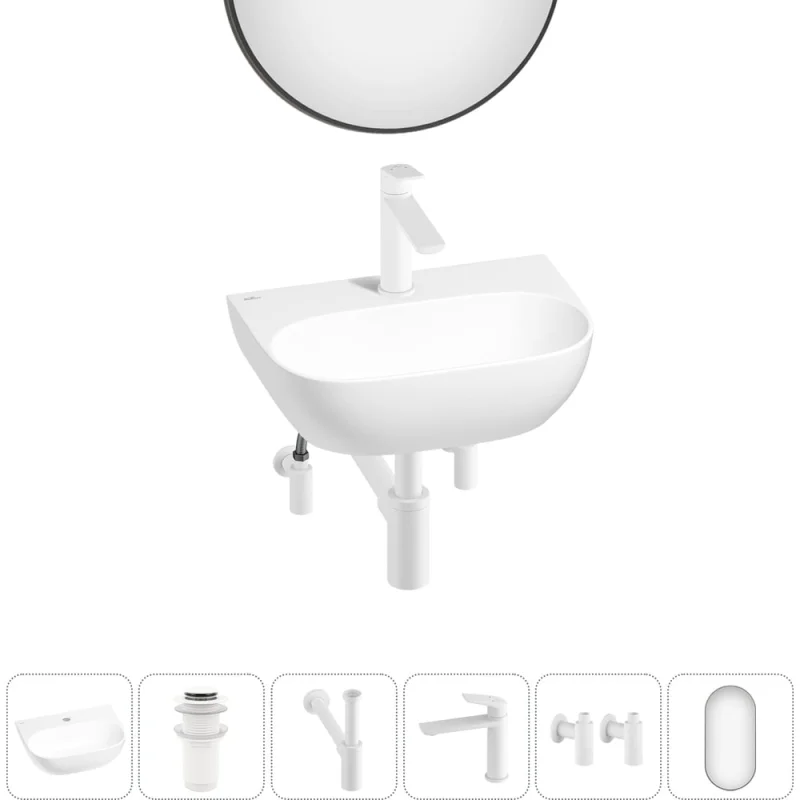 Мини-раковина для ванной комнаты или туалета Wellsee WC Area в наборе 6 в 1 20218162R