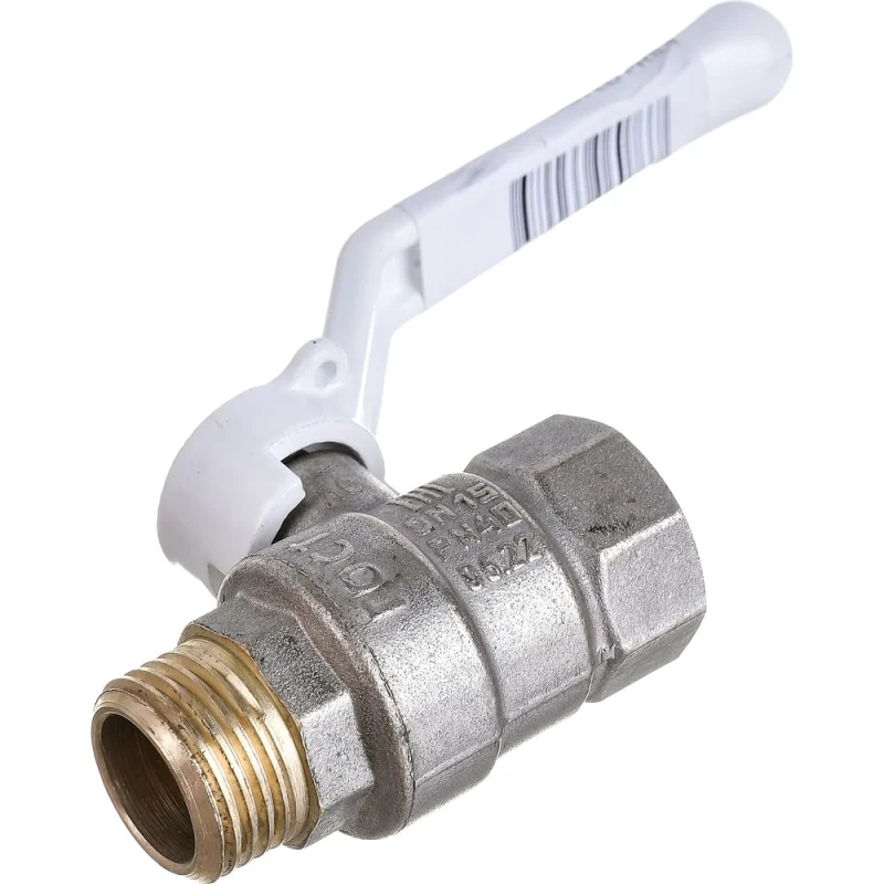 Кран шаровой латунный LD PRIDE 47.15.В-Н.Р Ду 15 Ру 40 рычаг (white) с биркой LD 47.313.15 W