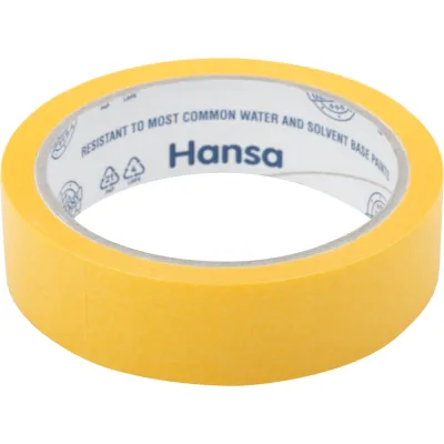 Малярная лента HANSA из японской бумаги Washi для точных краев, желтая, 25 мм x 25 м 701025