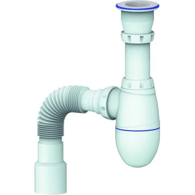 Сифон для мойки Unicorn прикручивающийся выпуск 1 1/2" (Ø 40), винт 6x40, пластиковая чашка, гибкое соединение Ø40x40/50 В220Р