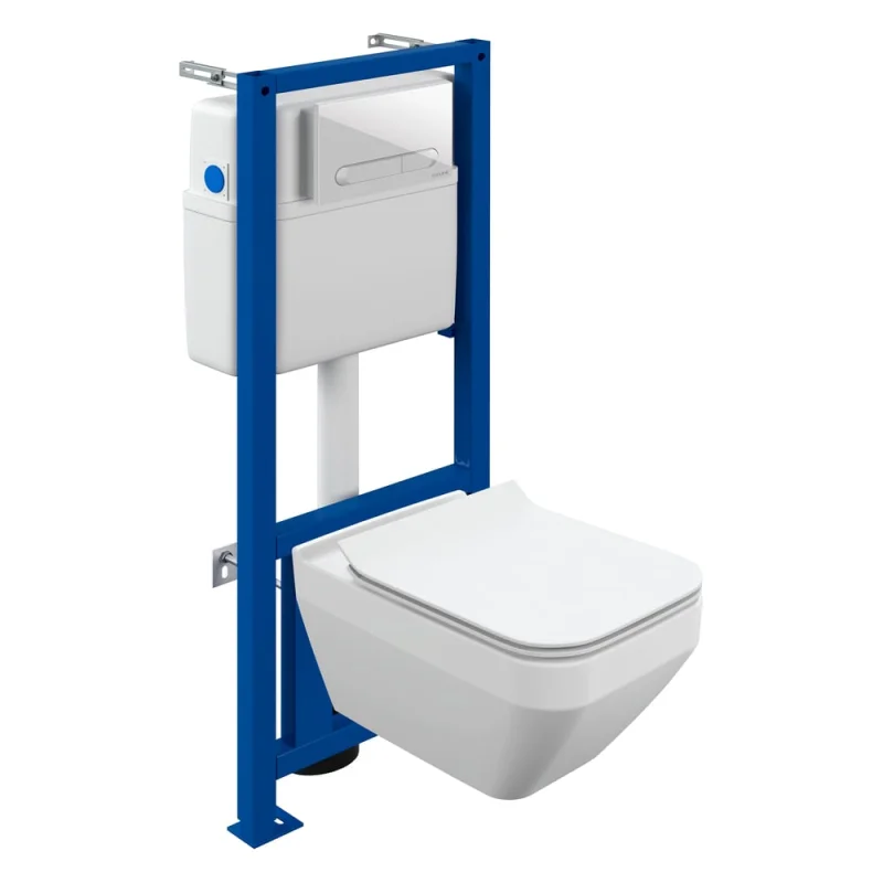 Комплект Cersanit CREA SQUARE CO DPL EO slim инсталляция LINK PRO кнопка ESTETICA пластик белый 68300