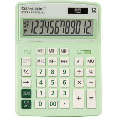 ΠΠ°ΡΡΠΎΠ»ΡΠ½ΡΠΉ ΠΊΠ°Π»ΡΠΊΡΠ»ΡΡΠΎΡ BRAUBERG EXTRA PASTEL-12-LG 206x155 ΠΌΠΌ, 12 ΡΠ°Π·ΡΡΠ΄ΠΎΠ², ΠΌΡΡΠ½ΡΠΉ 250488