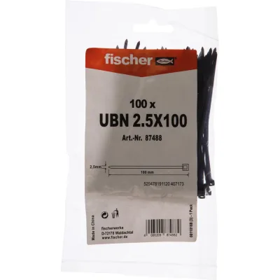 Кабельная стяжка Fischer UBN 2.5X100 устойчивая к УФ 100 шт. 87488