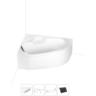 Угловая акриловая ванна 150 х 100 с каркасом и экраном Lavinia Boho Bell Pro в наборе 4 в 1 S2-370215PL