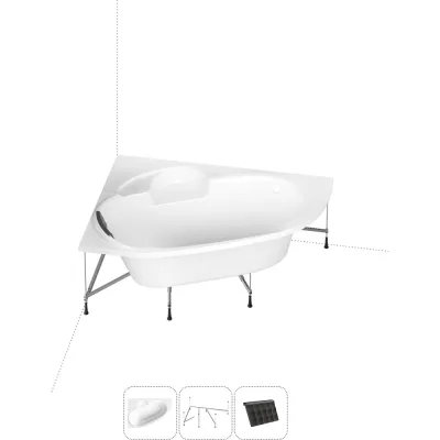 Угловая акриловая ванна 170 х 110 с каркасом Lavinia Boho Bell Pro в наборе 3 в 1 S1-370217PL