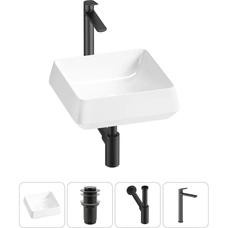 Комплект 4 в 1 Lavinia Boho Bathroom Sink накладная раковина 38x38 см состоит из 3331110 20215421R