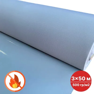 Тент в рулоне SAMGRUPP тентовое полотно 3x50 м 150 м2, ПВХ негорючий 500 г/м2, серый SAMC-0791350500