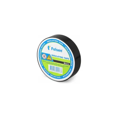 Изоляционная лента FOLSEN 19мм x 33м, черная,  Premium от -18oC до +105oC 013104