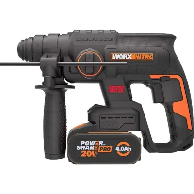 Аккумуляторный бесщеточный перфоратор WORX 20В, 4Ач x1, ЗУ 2А, кейс WX381
