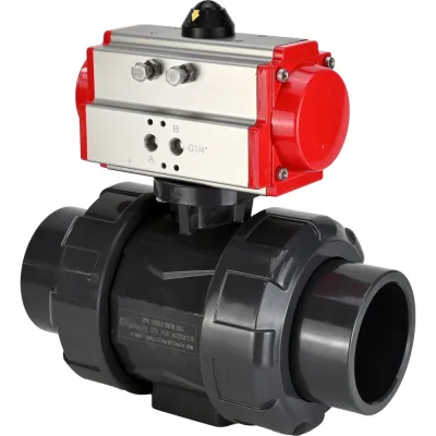 Кран шаровой НПВХ-НПВХ-E-FP-GRM-ISO Ду65 Ру10 DN.ru с пневмоприводом D160-65155