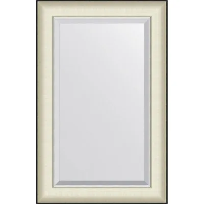 Зеркало EVOFORM с фацетом в багетной раме - белая кожа с хромом 78 мм (54x84 см) BY 7450