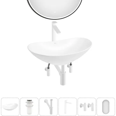 Акционный набор Wellsee 6 в Carefree Dove накладная раковина 43x28 см 20218350R
