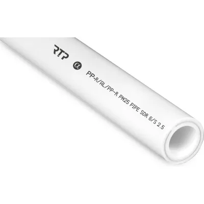 Труба ppr армированная алюминием RTP 75x12,5, pn25, 4м,белый, 32816