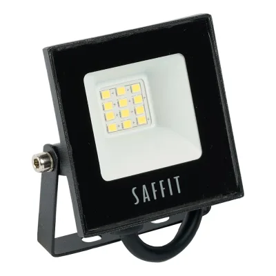 Прожектор светодиодный 2835SMD SAFFIT 10W 6400K AC220V/50Hz IP65, черный в компактном корпусе, SFL90-10 55067