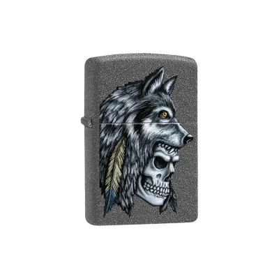 Зажигалка ZIPPO Wolf Skull с покрытием Iron Stone, 38x13x57 мм, 29863