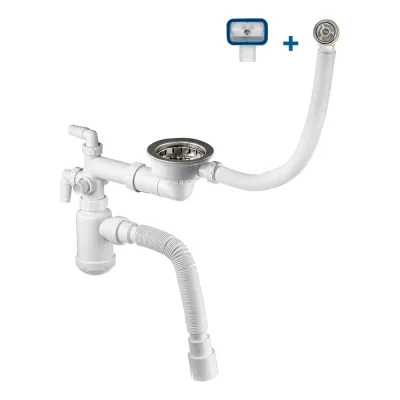 Сифон/слив телескопический для кухонной мойки MasterProf 3.1/2"х40 с гибким соединением (гофротруба) 40х40/50 ИС.110640