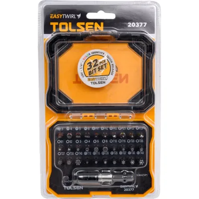 Набор вставок бит 1/4", PH, PZ, Hex, Torx, Slotted, TorxTR, Square, 32 предмета TOLSEN 20377