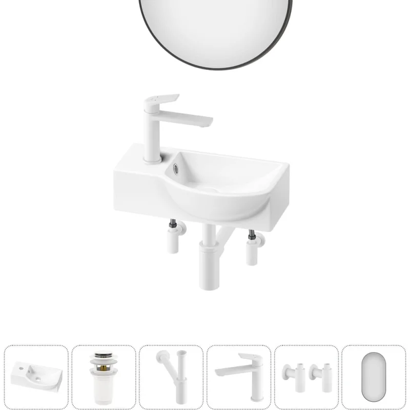 Комплект Wellsee 6 в 1 Lavinia Boho Bathroom Sink накладная/подвесная раковина 40x23 см 20219600R